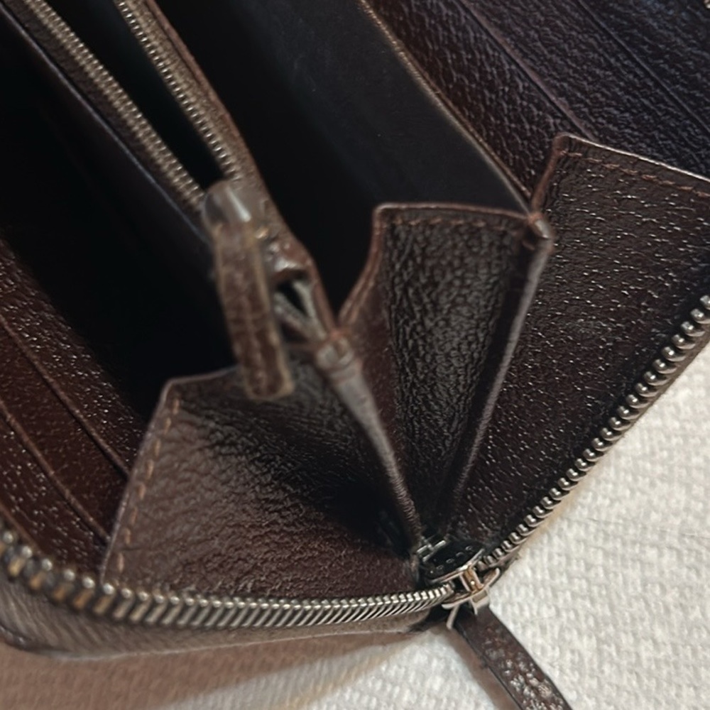 Gucci Monogram Canvas Dark Chocolate Italian Leather Zippy Wallet/Organizer EUC - Picture 13 of 17